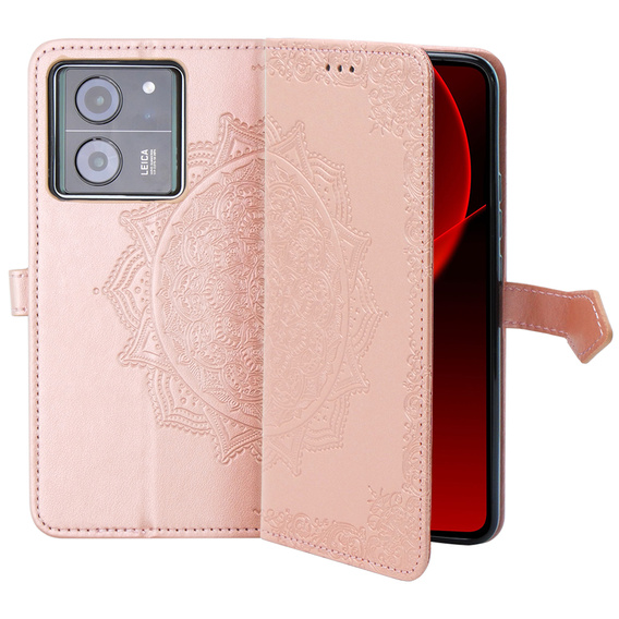 Калъф с капак за Xiaomi 13T / 13T Pro, Mandala, розов rose gold