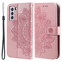 Калъф с капак за Samsung Galaxy S21 FE, Mandala, розов rose gold