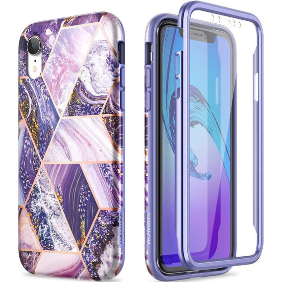 Калъфи за iPhone XR, Suritch Full Body Marble, лилав