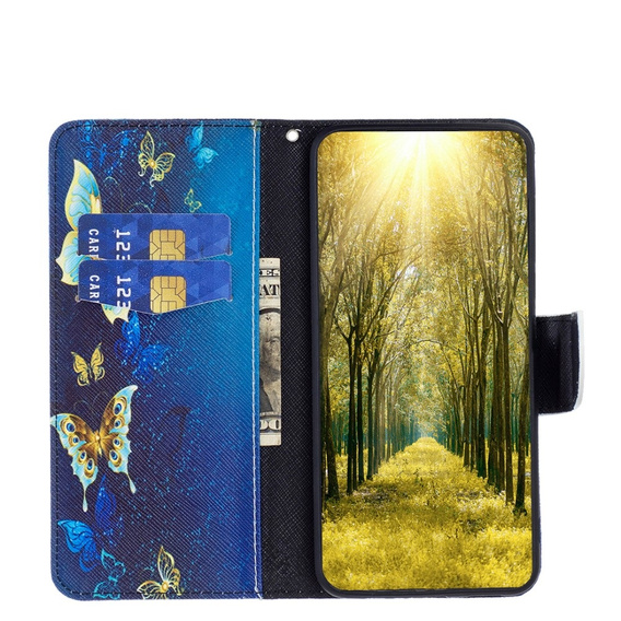 Калъф с капак за Infinix Zero 30 5G, Wallet, butterfly, син