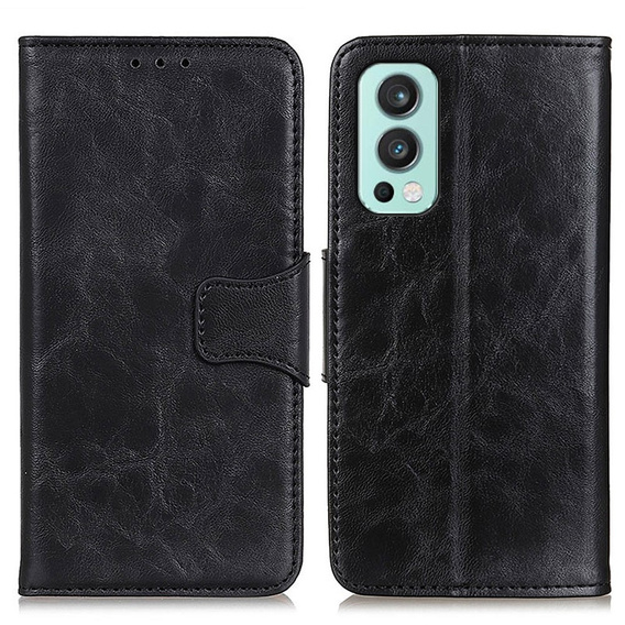 Калъф с капак за OnePlus Nord 2 5G, Split Leather Wallet, черен