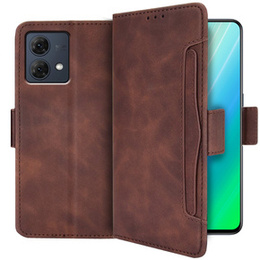 Калъф с капак за Motorola Moto G84 5G, Card Slot, кафяв