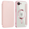 Калъф с капак за iPhone 16E, RFID Wallet MagSafe CamShield, розов