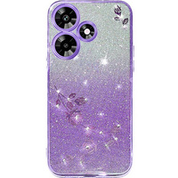 Калъф за Infinix Hot 30, Glitter Flower, лилав