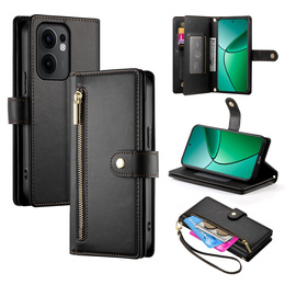 Калъф с капак за Oppo Reno 13F 5G, Wallet Zipper Pocket, черен