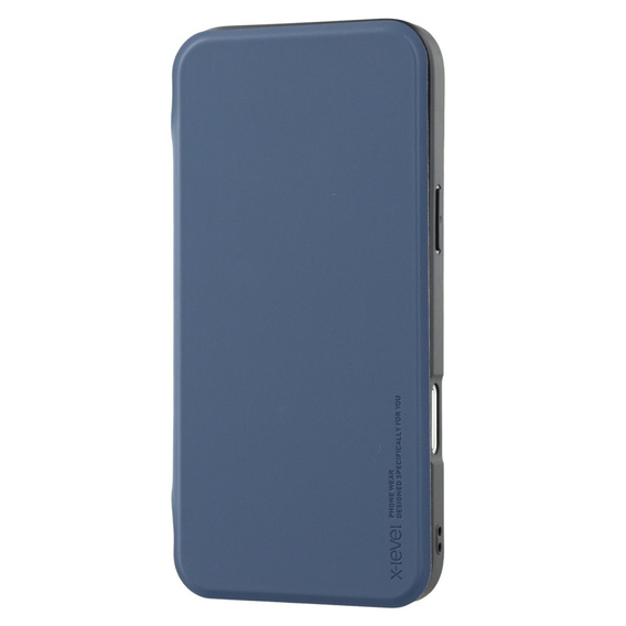 X-LEVEL калъф за iPhone 16 Pro Max, Magnetic Card Holder, син