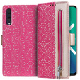 Калъф с капак за Samsung Galaxy A50/A30s/A50s, Wallet Pocket Zipper Lace, розов