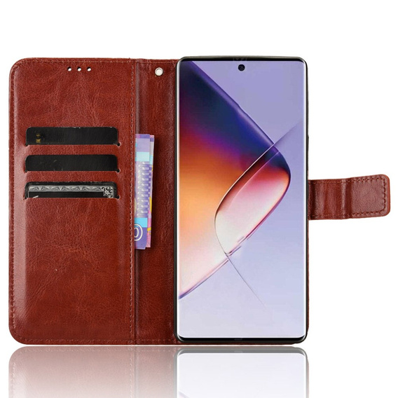 Калъф с капак за Infinix Note 40 Pro, Crazy Horse Wallet, кафяв