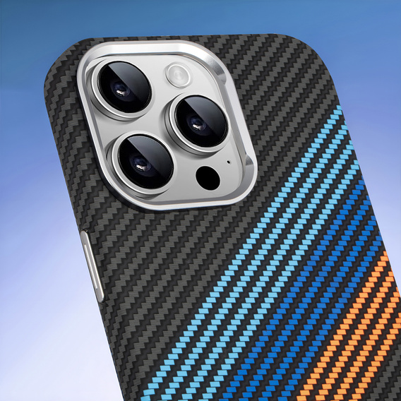 Калъфът за iPhone 13 Pro Max, Carbon Fiber MagSafe, тъмносин