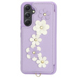 Калъфът за Samsung Galaxy S23 FE, Leather Flower Card Slot, лилав