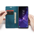 CASEME калъф за Samsung Galaxy S9 Plus, Leather Wallet Case, син