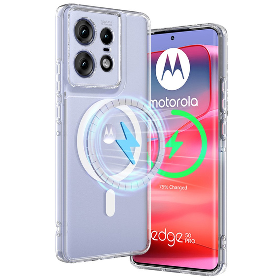 Калъф за Motorola Edge 50 Pro, Fusion Hybrid, за MagSafe, прозрачен