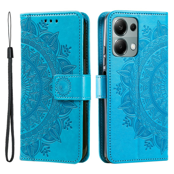 Калъф с капак за Xiaomi Redmi Note 13 Pro 4G, Mandala, син