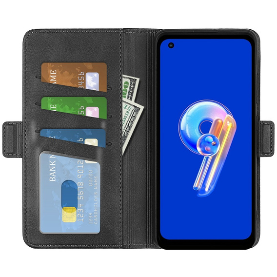 Калъф с капак за Asus Zenfone 9 5G / 10 5G, Wallet PU Leather Case, черен