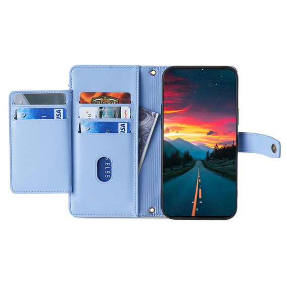 Калъф с капак за Motorola Moto G04 / G24 / G24 Power, Wallet Zipper Pocket, син