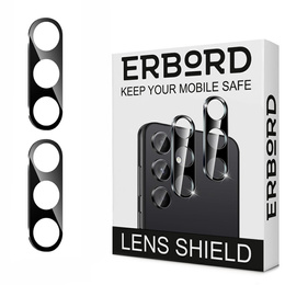 2x ERBORD закалено стъкло за камерата Samsung Galaxy S24+ Plus, черен