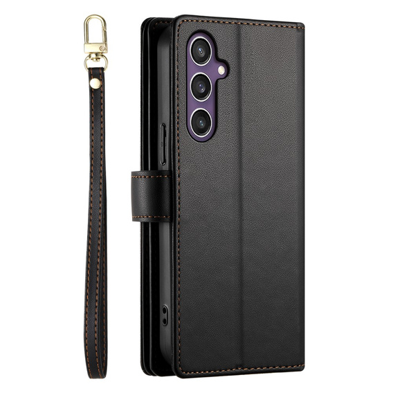 Калъф с капак за Samsung Galaxy S25+ Plus, Wallet Zipper Pocket, черен