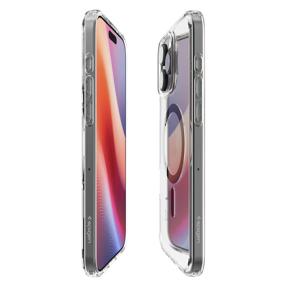 Калъфът MagSafe Spigen за iPhone 16 Pro Max, Ultra Hybrid, прозрачен / сив + 9H закалено стъкло