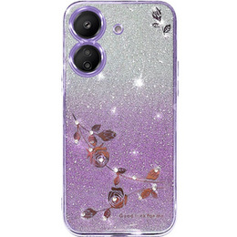 Калъф за Xiaomi Redmi 13C / Poco C65, Glitter Flower, лилав