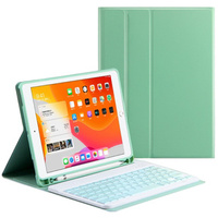 Калъф + клавиатура iPad 10.2 7/8/9 gen 2019/2020/2021, Keyboard Cover Pen Slot, зелен