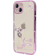 Калъф за iPhone 15, Glitter Flower, лилав