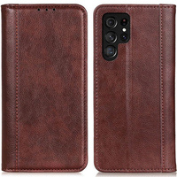 Калъфи за Samsung Galaxy S23 Ultra, Wallet Litchi Leather, кафяв