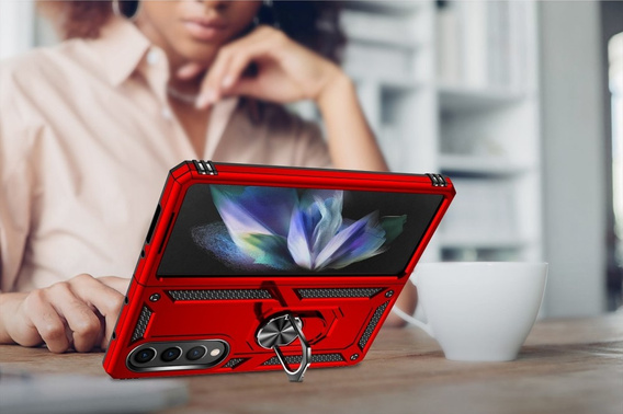 брониран калъф за Samsung Galaxy Z Fold 4 5G, Nox Case Ring, червен