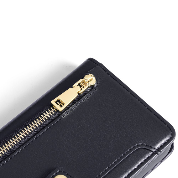 Калъф с капак за Motorola Moto G84 5G, Wallet Zipper Pocket, черен