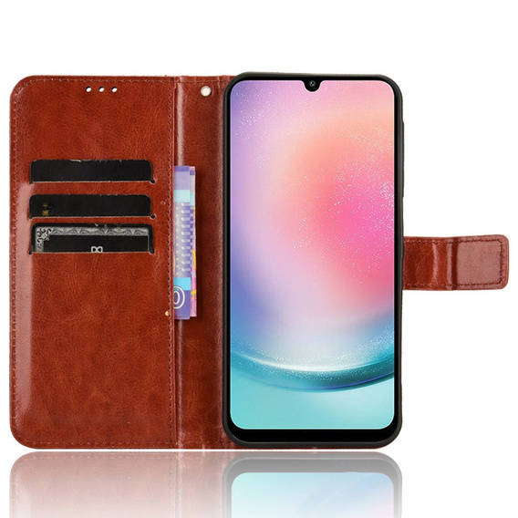 Калъф с капак за Samsung Galaxy M55 5G, Crazy Horse Wallet, кафяв