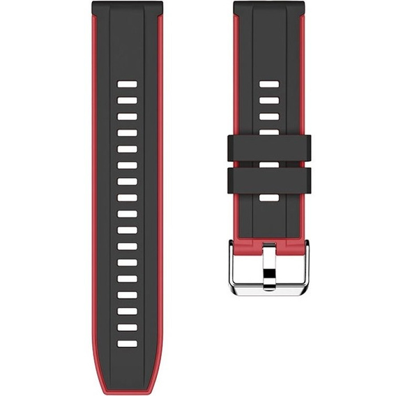 Pasek silikonowy 22mm uniwersalny, Czarny / Czerwony
