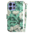 Калъф с капак за Motorola Edge 50 Pro 5G, Wallet, Flowers бял