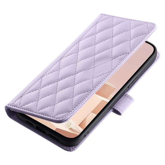 Калъф с капак за Samsung Galaxy S25, Rhombus Crossbody Leather, лилав