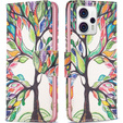 Калъф с капак за Motorola Moto G53 5G / G23 / G13, Wallet, tree of life, бял