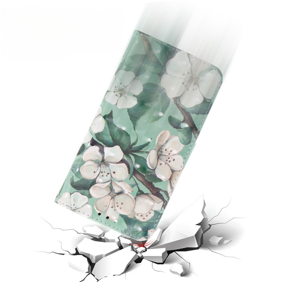 Калъф с капак за Motorola Moto E22 / E22i, Wallet, flowers, бял