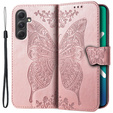 Калъф с капак за Samsung Galaxy A54 5G, Butterfly, розов rose gold