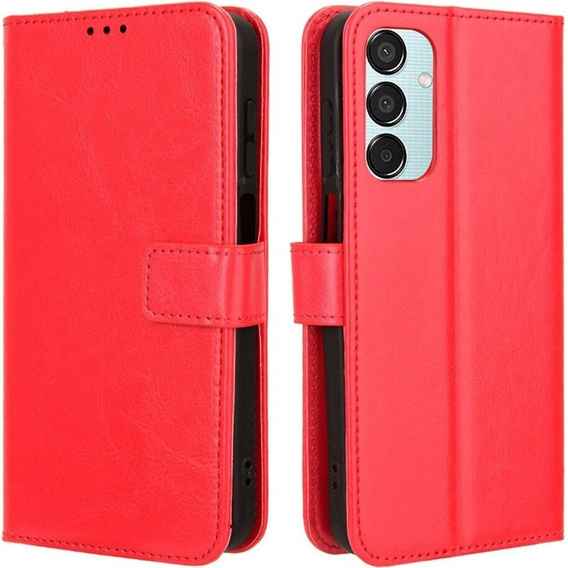 Калъф с капак за Samsung Galaxy M15 5G, Crazy Horse Wallet, червен