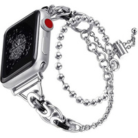 Дамска гривна за Apple Watch 1/2/3/4/5/6/7/8/9/SE 38/40/41 мм, сребро / черен