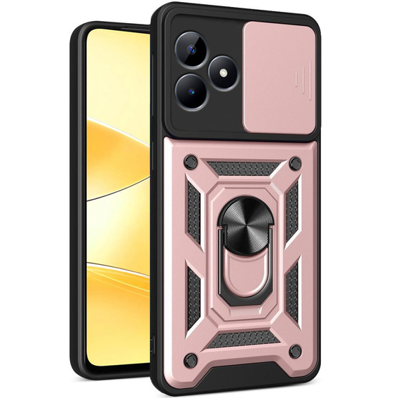 Брониран калъф за Realme C51, CamShield Slide, розов rose gold