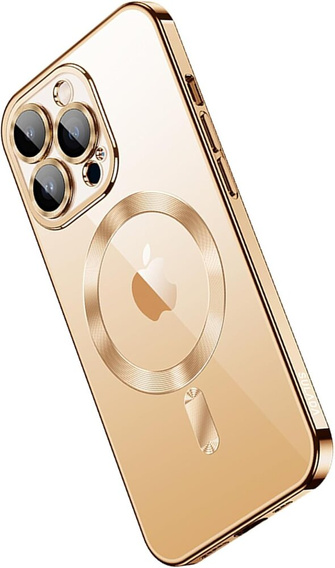 Калъф за iPhone 14 Pro, Electro MagSafe, златен + стъкло за екран