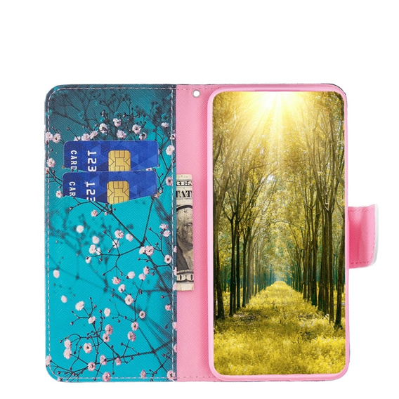 Калъф с капак за Infinix Zero 30 5G, Wallet, sakura, син