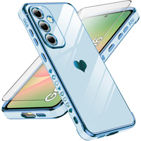 Калъфът за Samsung Galaxy A56, Electro heart, син + 9H стъкло