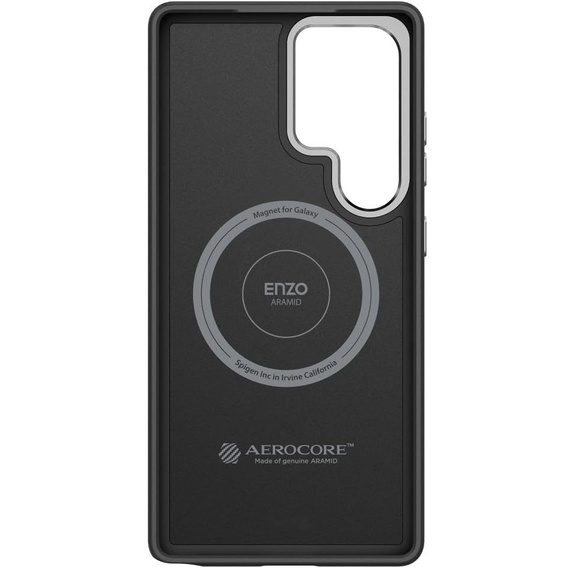 Чохол Spigen для Samsung Galaxy S25 Ultra, Enzo Aramid MagSafe, carbon черен + загартоване скло 9H