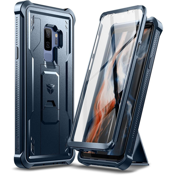 Брониран калъф за Samsung Galaxy S9 Plus, Dexnor Full Body, тъмносин