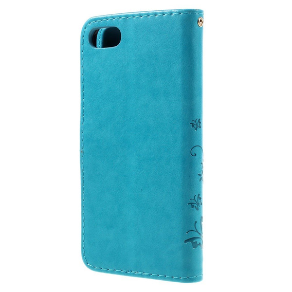 Калъф с капак за iPhone 7/8/SE 2020/SE 2022, Butterfly Flower, син