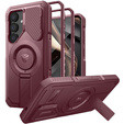 Брониран калъф за Samsung Galaxy S25, Dexnor CamProtect MagSafe, червен (Две рамки)
