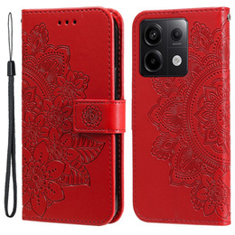 Калъф с капак за Xiaomi Redmi Note 13 Pro 5G, Mandala, червен