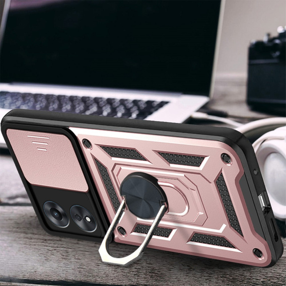 Брониран калъф за Oppo A78 5G, CamShield Slide, розов rose gold