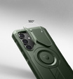 Брониран калъф за Samsung Galaxy S25+ Plus, Dexnor CamProtect MagSafe, зелен (Две рамки)