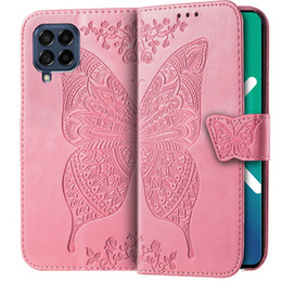 Калъф с капак за Samsung Galaxy M53 5G, Butterfly, розов