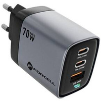 Зарядно устройство Forcell USB-A / 2x USB-C 3.45A GaN 70W PD QC 4.0, сиво